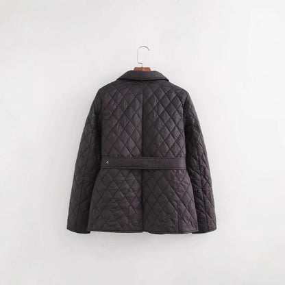 Fashion Simple With Belt Quilted Cotton Coat Jacket