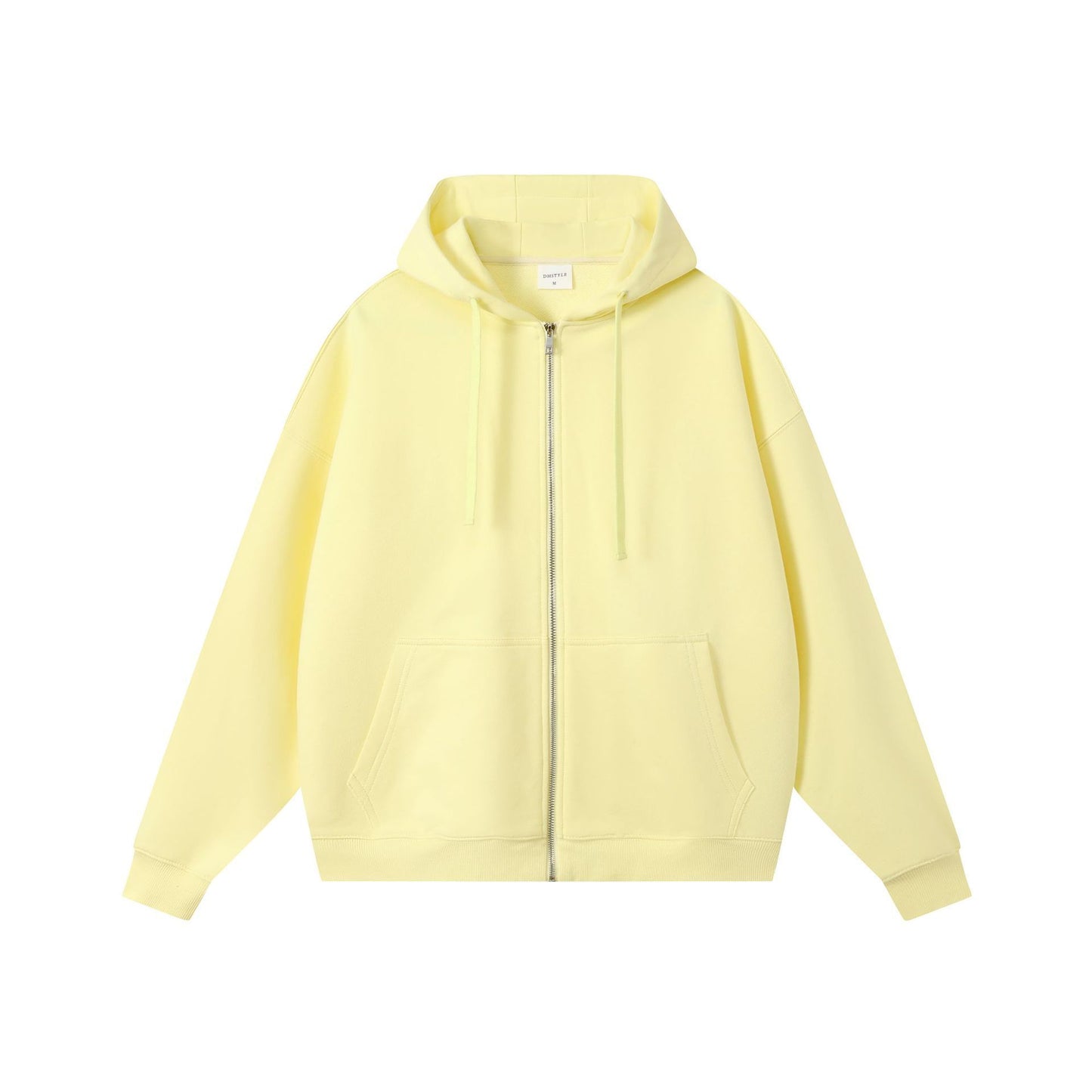 Loose Drop-shoulder Combed Cotton Hooded Zipper Sweatshirt