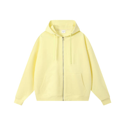 Loose Drop-shoulder Combed Cotton Hooded Zipper Sweatshirt