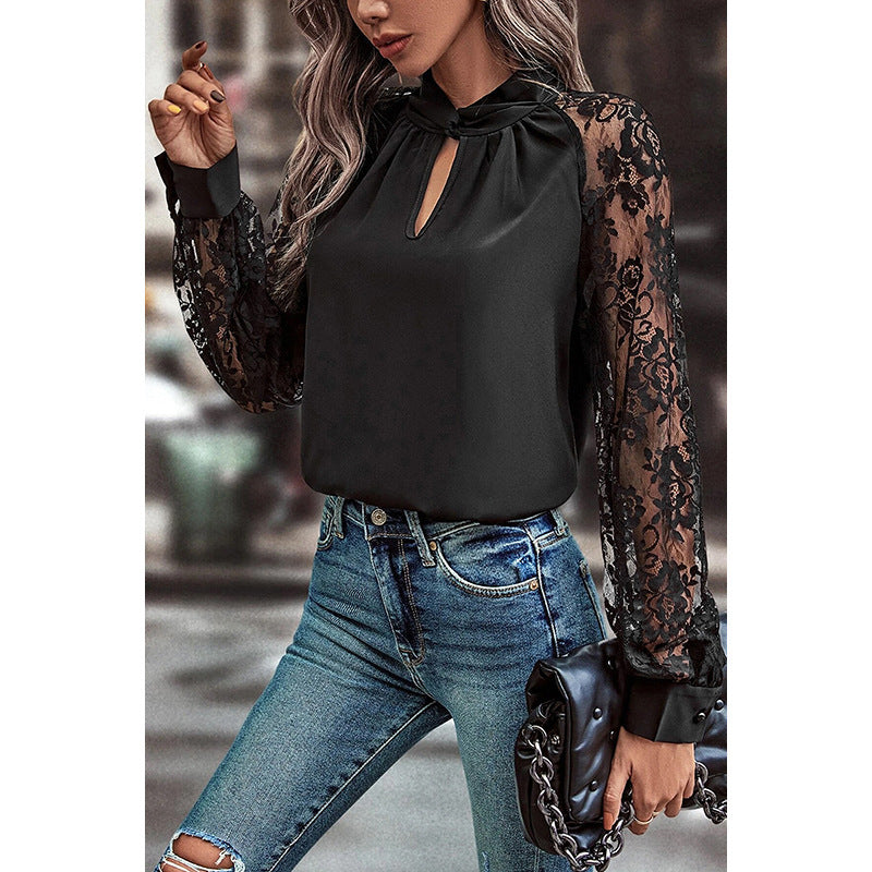 Commuter's All-matching Lace Stitching Long-sleeved Top