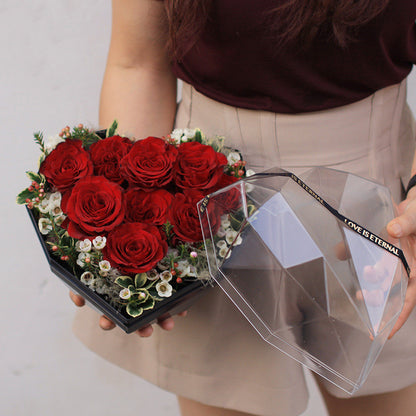 Valentine's Day Crystal Heart Flower Box