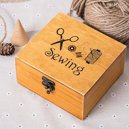 Needle Money Box Household Portable Sewing Needlework Student Dormitory Small Wooden Box Sewing Sewing Kit Hand-Stitched