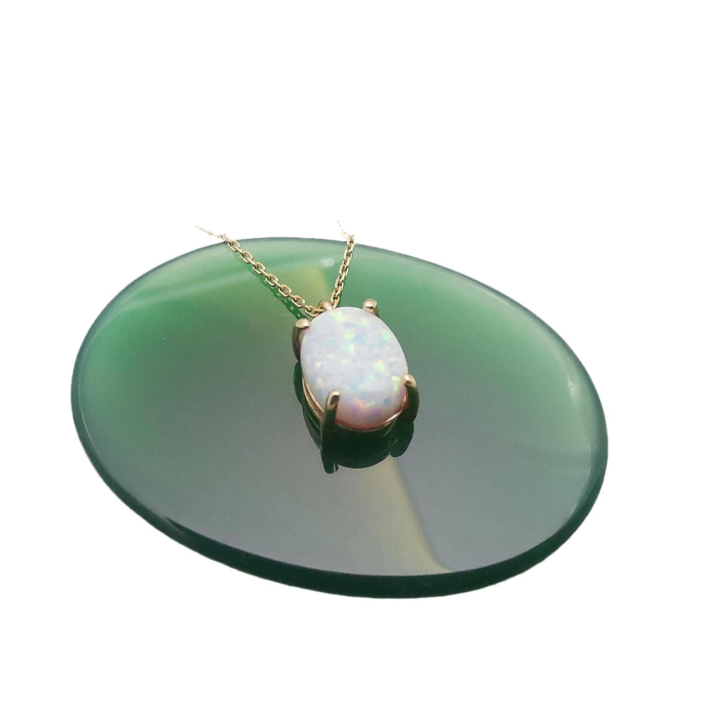 Color-preserving Blue And White Opal Natural Pendant Necklace