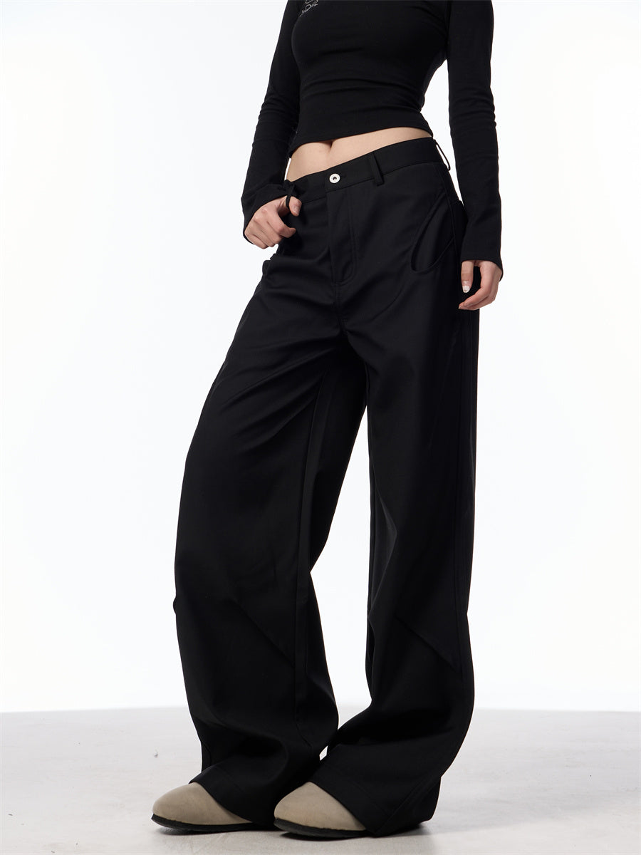 Retro American Design Pleated Niche Casual Matchet Pants Women