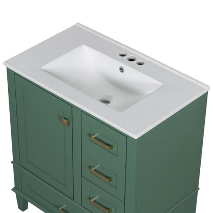 30 Bathroom Vanity , Modern Bathroom Cabinet With Sink Combo Set, Bathroom Storage Cabinet With A Soft Closing Door And 3 Drawers, Solid Wood Frame