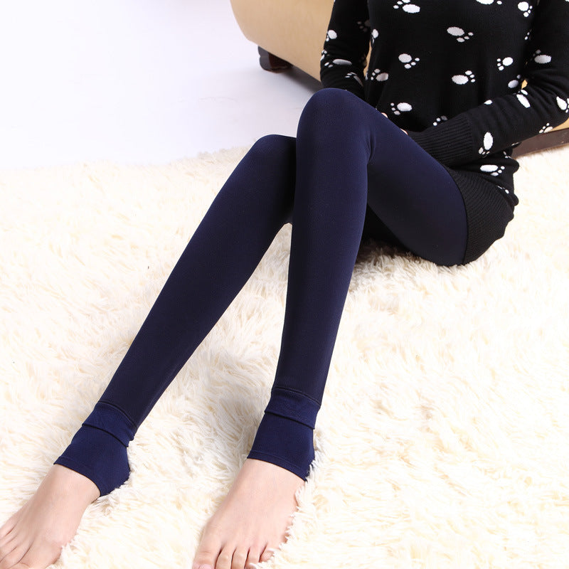 Step-on Single-layer Fleece-lined Thick Leggings Korean Style Plus Size Thermal Pants Women