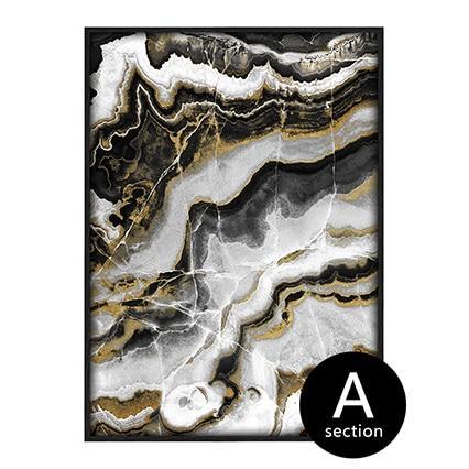 Canvas Wall Art, Abstract Black & Gold Marble Pictures