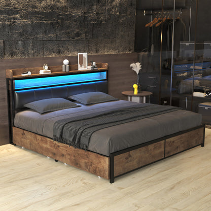 PU Wood With Slatted Frame And Headboard