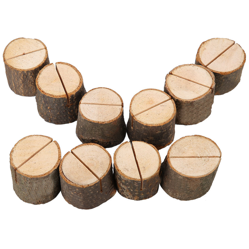 10Pcs Stump Shape Wedding Party Place Card Holder Stand Number Table Clip Card Holder