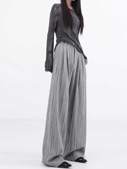 Stripe Thickening Casual Pants Pleated Mop Wide Leg Pants