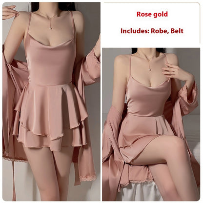 Underwear Pure Lace Slip Nightdress Outerwear Gown Homewear Suit