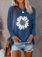 Women's Printed Long Sleeve Hoodless Sweatshirt