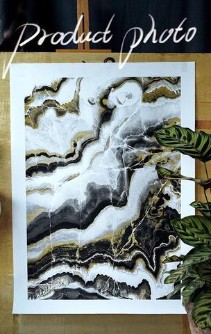 Canvas Wall Art, Abstract Black & Gold Marble Pictures