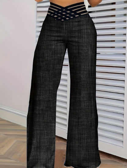 Women's Solid Color Hollow Slim Fit High Waisted Pants