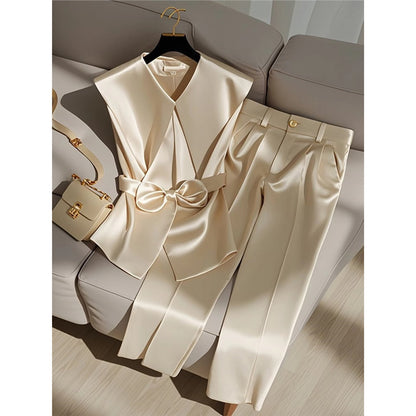 Western Style Youthful Fashionable Champagne Top And Trousers