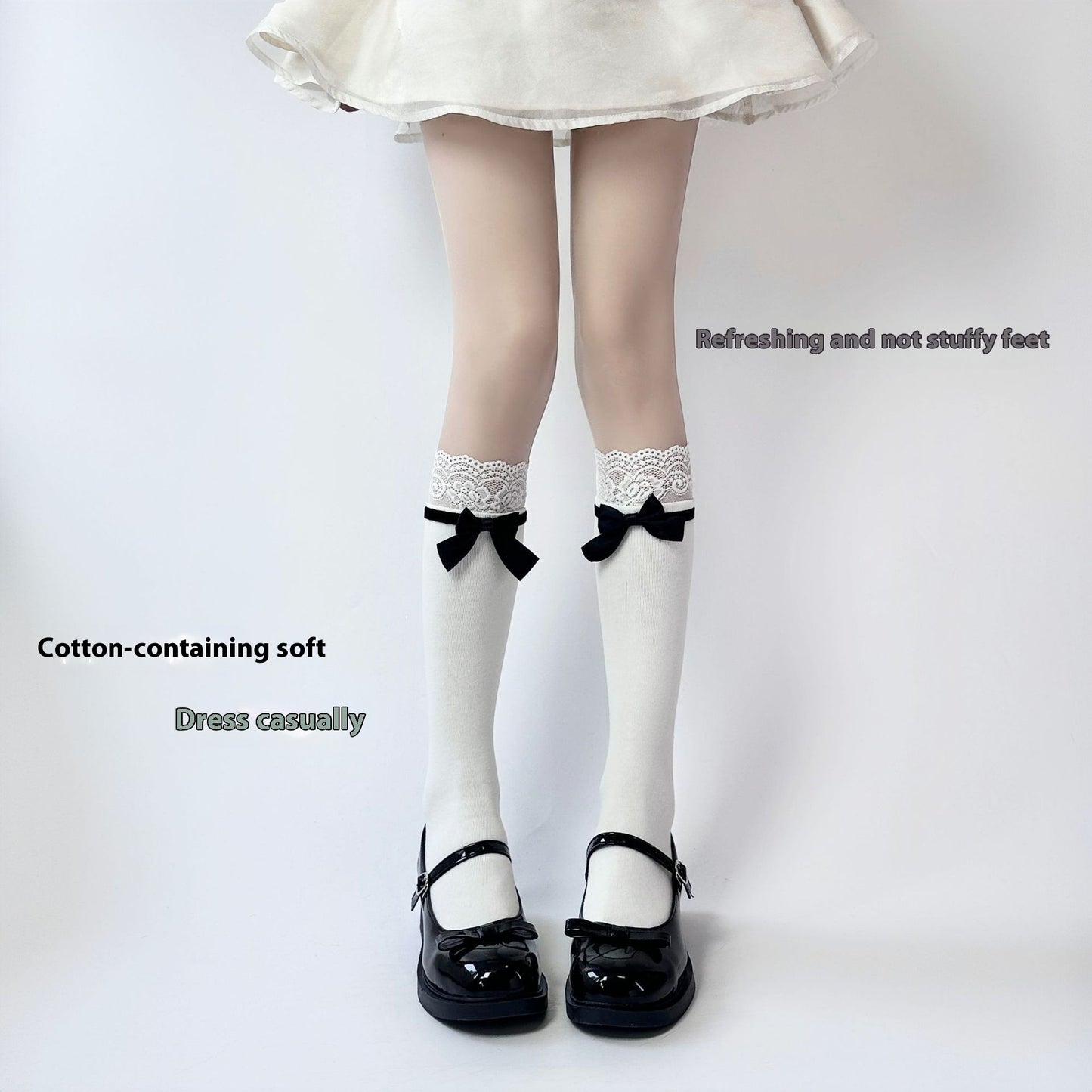 Sosete japoneze Jk Bowknot Sweet Lace Lolita Mijlocul gambei