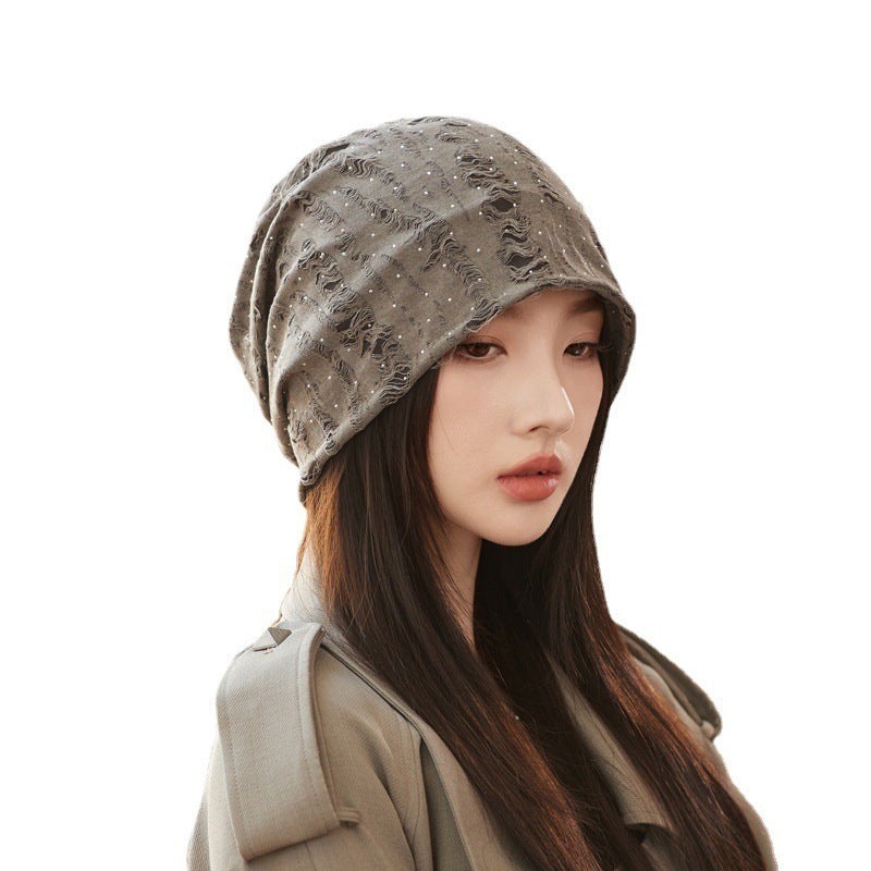 Korean Style Ripped Pile Heap Cap Children Autumn And Winter Fashion All-matching Make Face Look Smaller