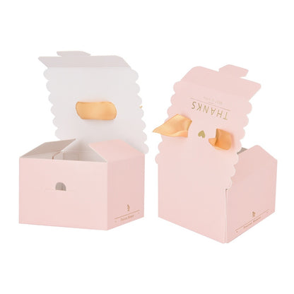 50 pcs Wedding Party Paper Candy Chocolate Cake Decoration Box Gift （Pink thanks）