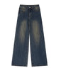 Retro Trendy Distressed Straight Wide Leg Versatile Loose Men's And Women's Denim Trousers