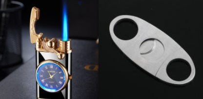 New Lighter With Electric Watch Rocker Arm Automatic Ignition Straight Blue Flame Lighter Creative Real Dial Inflatable Windproof Lighter Men's Watch Gift