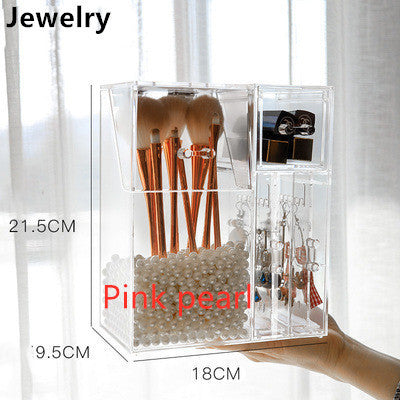 Clear Plastic Makeup Brush Storage Box with Cover Jewelry Earring Organizer Acrylic Makeup Organizer