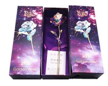 24K Luminous Color Gold Rose Flower Set