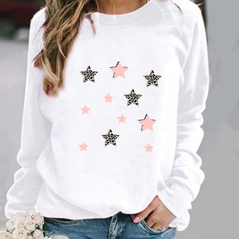 Women's Minimalist Round Neck Casual Printed Sweatshirt