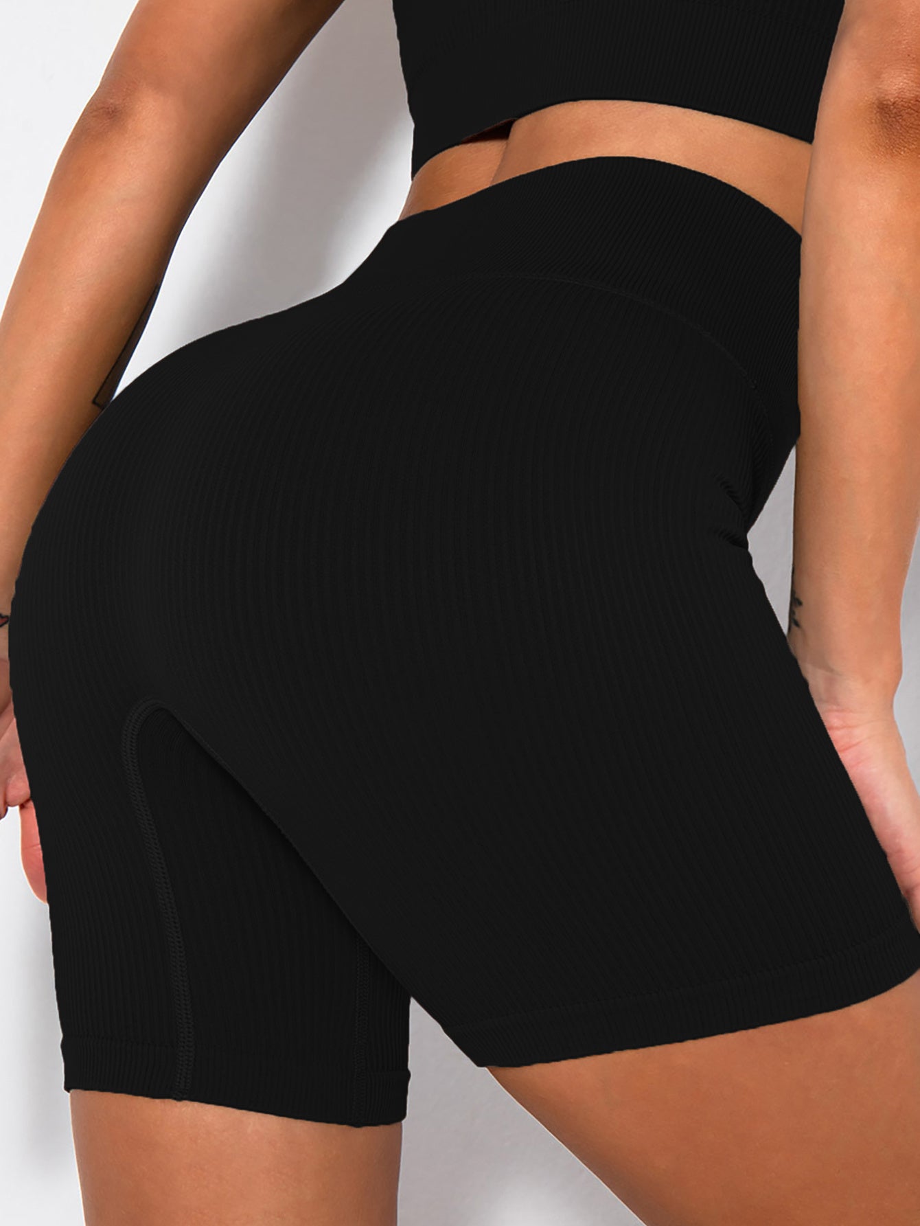 Yoga Shorts Ribbed Seamless Workout High Waist Athletic Leggings Suitable For Yoga Fitness, Workout Shorts Yoga Seamless Ribbed High Waisted Spandex Booty Biker Shorts