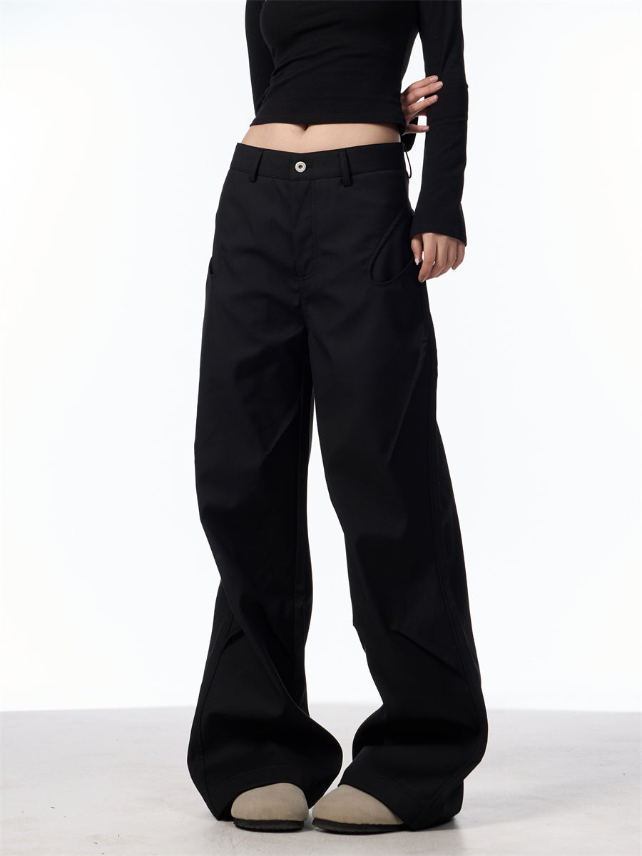 Retro American Design Pleated Niche Casual Matchet Pants Women