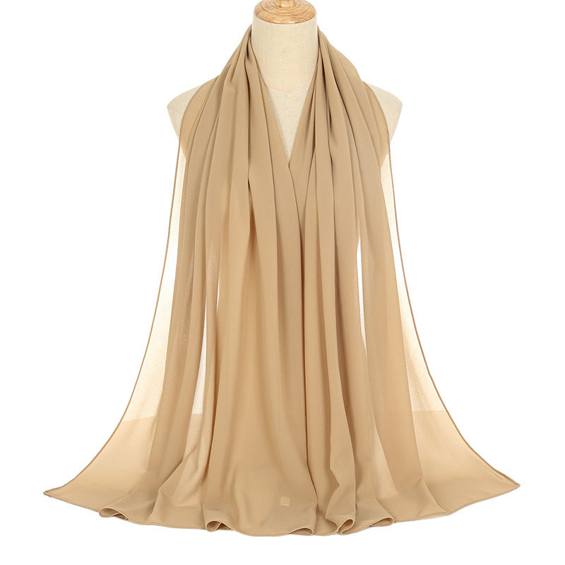 Pearl Chiffon Bubble Women's Solid Color Rectangular Scarf