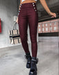 High Waist PU Leather Slim Fit Hip Raise Long Pants