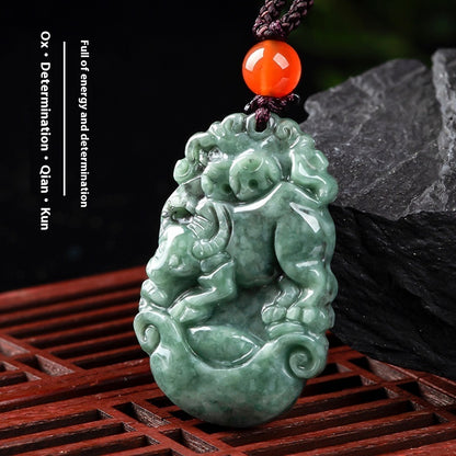 Natural A Cargo Jade Zodiac Rat Ox Tiger Rabbit Dragon Snake Horse And Sheep Monkey Chicken Dog Pig Jade Pendant Ornaments Wholesale