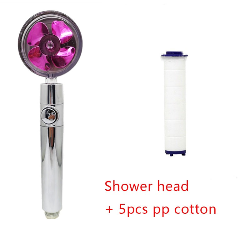 Shower Head Water Saving Flow 360 Degrees Rotating With Small Fan ABS Rain High Pressure Spray Nozzle Bathroom Accessories