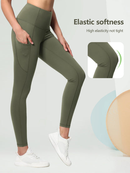 Leggings für Damen mit Taschen, hohe Taille, Bauchkontrolle, für Workout, Laufen, Yogahosen, leichte Jogginghosen für Fitness, Pilates