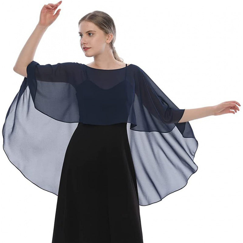 Einfarbiger, dünner, atmungsaktiver Chiffon-Sonnenschutzschal für Damen