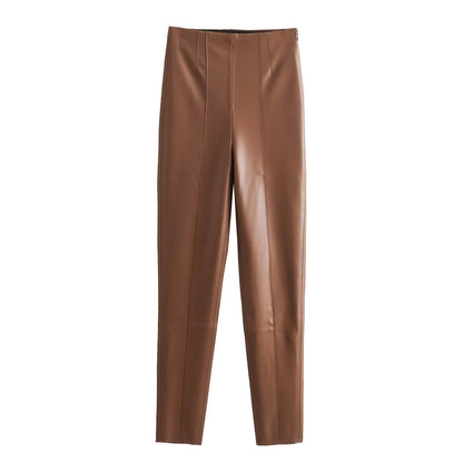 High Waist Slimming Skinny Leather Pants Women