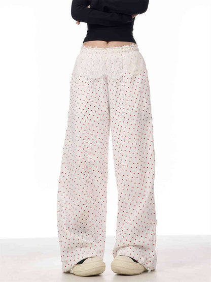 Spring American Niche Refined Handmade Lace Stitching Casual Trousers