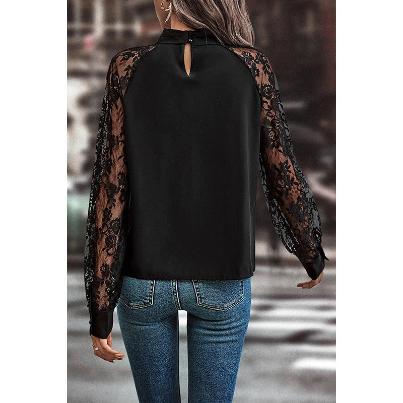 Commuter's All-matching Lace Stitching Long-sleeved Top