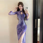 New Chinese Printing Hollow Improved Cheongsam Dress