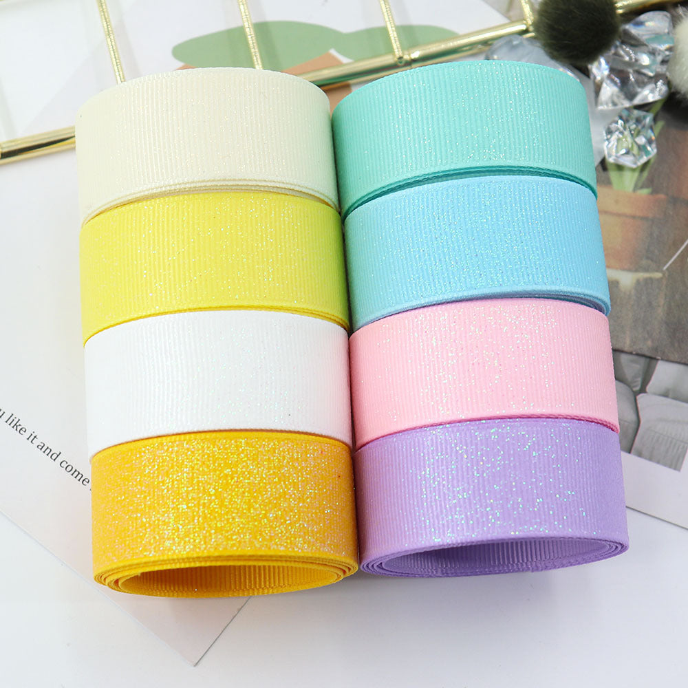 Sprinkle Colorful Glittering Powder Scene Decoration Gift Packaging Ribbed Band Silk Ribbon Webbing