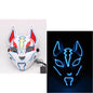 Glowing Cat Face Mask For Women Demon Slayer Cold Light Fox Mask Masquerade Cosplay Props Bar Haunted House Christmas Decor