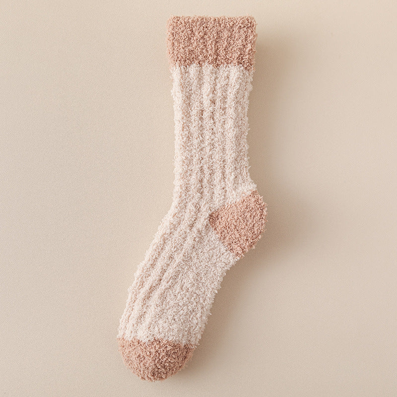 Coral Fleece Socks Women's Thickened Thermal Middle Tube