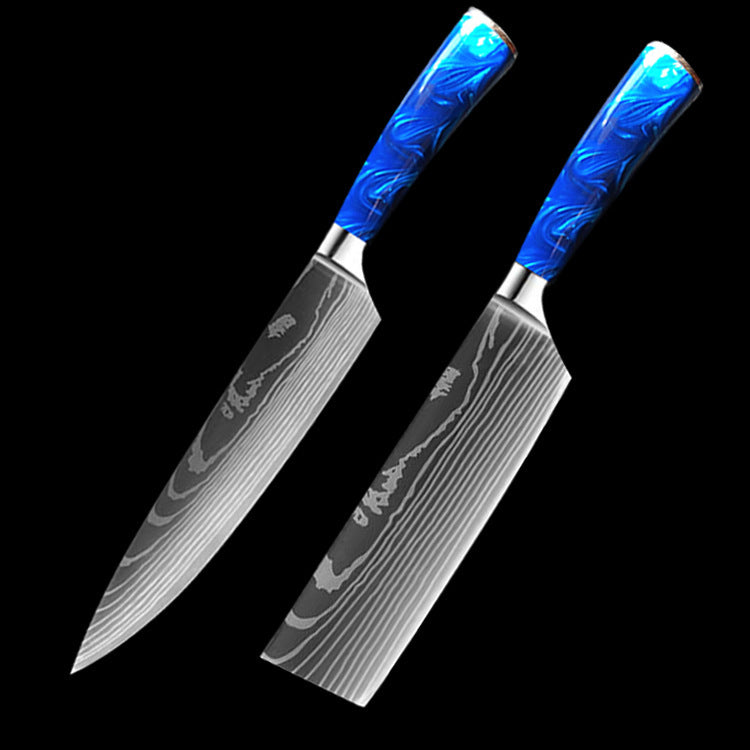 8-inch Chef Knife with Blue Resin Handle