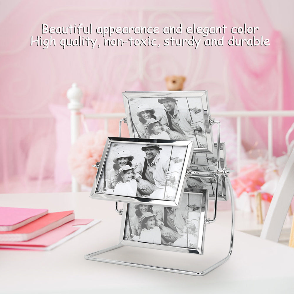 Horizontal Placement Photography Studio Rotating Metal Photo Picture Frame for 6x4in Photo