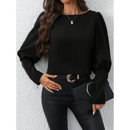 Women's Polo Collar Long Sleeve Zip Top