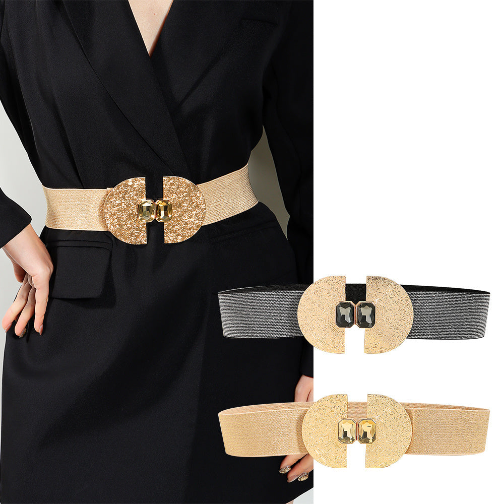 Fashion Stretch Women Glittering With Pearls Elastic Belt Decorative Skirt Belt Simple Premium Waist Cover