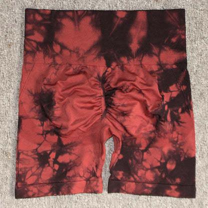 Seamless Tie-dye Yoga High Waist Tight High Elastic Shorts