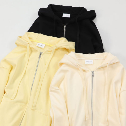 Loose Drop-shoulder Combed Cotton Hooded Zipper Sweatshirt