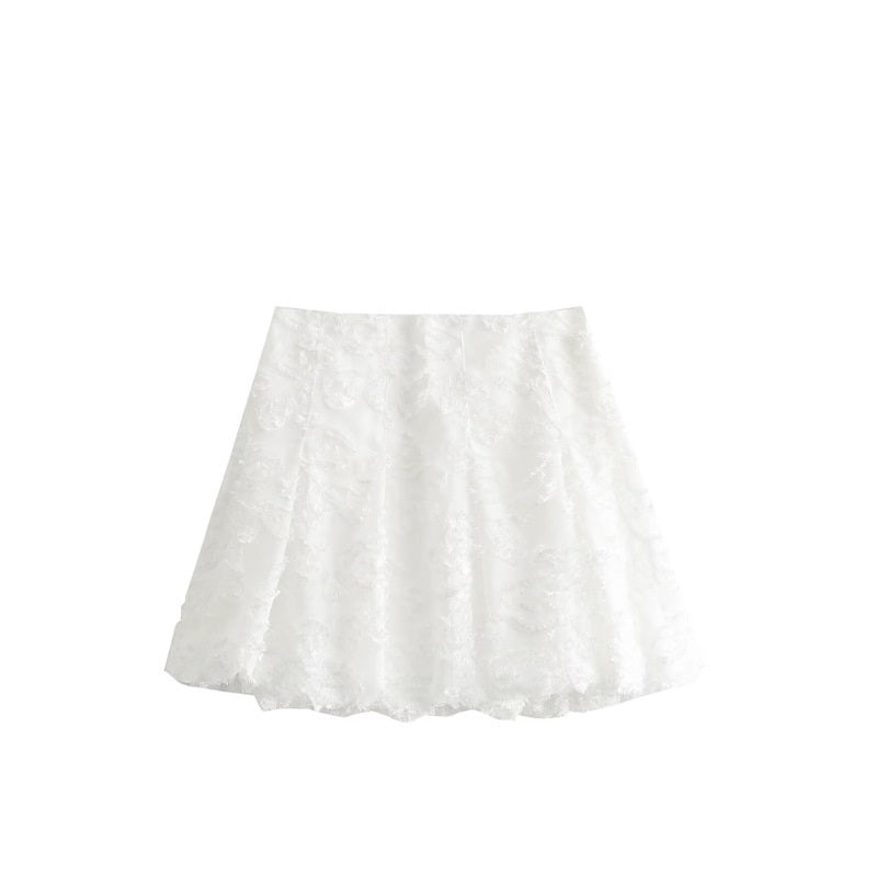 French Design Fashion Casual Style All-match Jacquard Lantern Mini Skirt