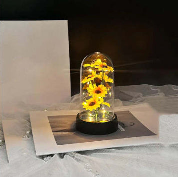 Enchanted Forever Rose Flower in Glass LED Light Christmas Decoration